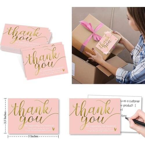 50 Sheets/set 5*9 Cm Pink Thank Card Thank You for Supporting My Small Business Goods Wrapping Decoration Greeting Card