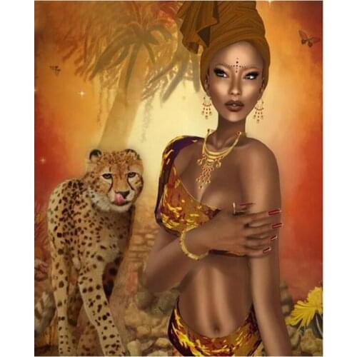 5D DIY Diamond Painting Beauty and Leopard Diamond Embroidery Full Square round stone home Decoration Rhinestone mosaic art L138