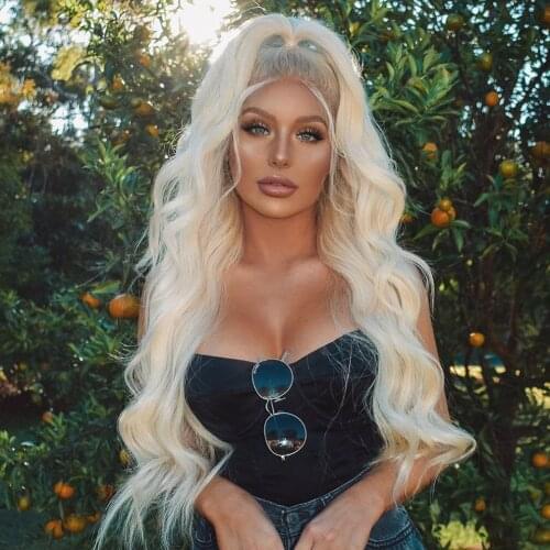 #60 Blonde Lace Front Wigs Long Body Wave for Women Glueless Synthetic Fiber Hair Replacement Lace Wig with Baby Hair