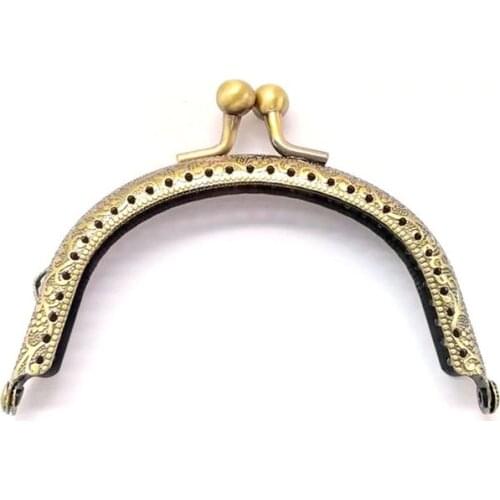 9CM DIY Round Metal Purse Frame Handle for Clutch Bag Handbag Accessories Making Kiss Clasp Lock Antique Bronze Bags Hardware
