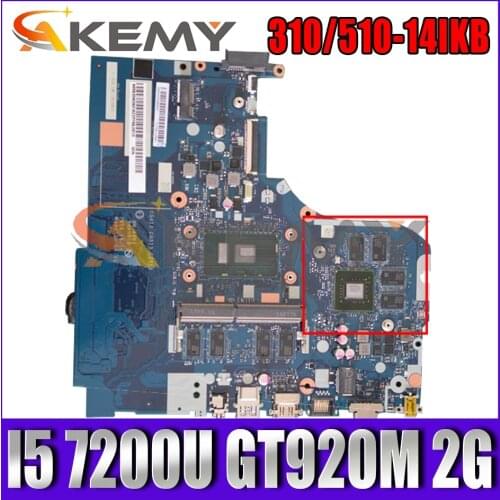 Akemy For Lenovo 310-14IKB 510-14IKB CG413 CG513 CZ513 NM-A981 Notebook PC Motherboard W/ I5 7200U 4G RAM gt920M 2G 100% Test OK