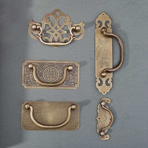 Antique Chinese Pure Copper Handle Drawer Medicine Cabinet Small Handle New Chinese Furniture Retro Drawer Copper Handle