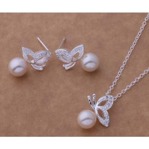 AS050 Lucky Silver Color 925 Jewelry Sets For Women Earring 223 + Necklace 309 /besajvza Acsaitza