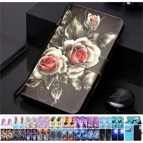 Black Rose Panda Case Cute Wallet Phone Cover For Bags Samsung Galaxy A30S A40 A50 A50S A51 Leather Flip Funda Capa Cat Box E03D