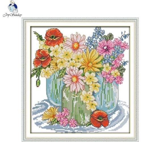 Floral pattern Flower blooming cross stitch kit 14CT 11CT Count canvas printing DIY needle and thread embroidery kit Home decor