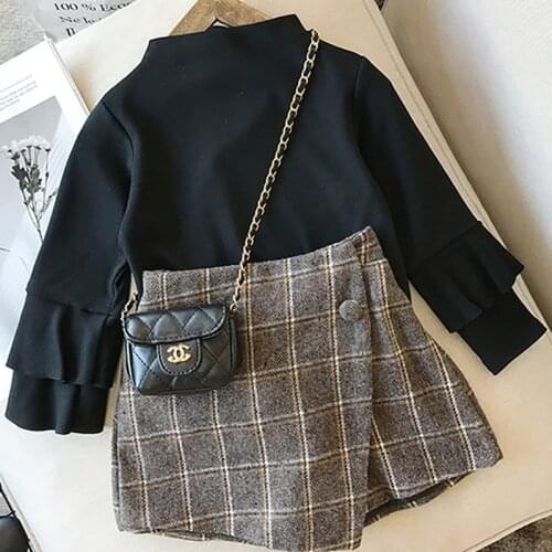 Kids Clothes Girls Clothes Sets Birthday Long Sleeve Plaid Tops +skirt Children 2pieces Tracksuit Baby Girl Clothing Sets Outfit