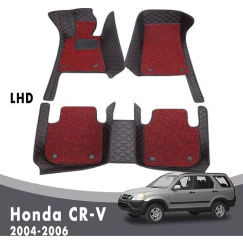 Luxury Double Layer Wire Loop Car Floor Mats Carpets For Honda CR-V 2006 2005 2004 Auto Interior Waterproof Leather Rugs Covers