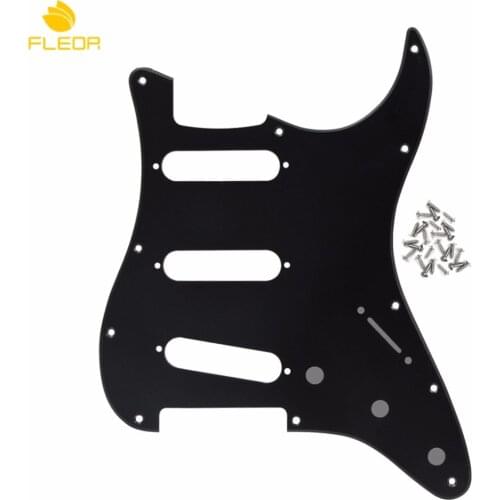 FLEOR 11 Holes Mexican/American Standard ST Guitar Pickguard Scratch Plate SSS Matt Black 1Ply for Guitar Accessories