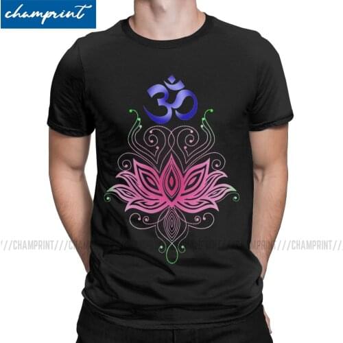 Mens Lotus-Om T Shirts Shiva Hindu Ganesha God India Lingam Clothes Vintage Short Sleeve Round Neck Tee Shirt Summer T-Shirts