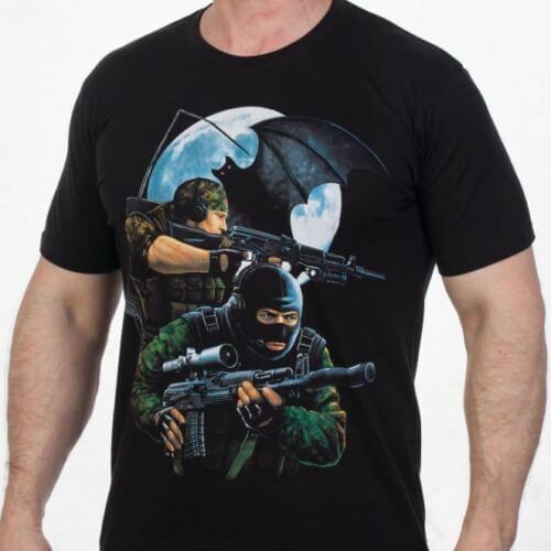 T-shirt military intelligence in black 100% cotton.Men T-shirts russian SPETSNAZ GRU