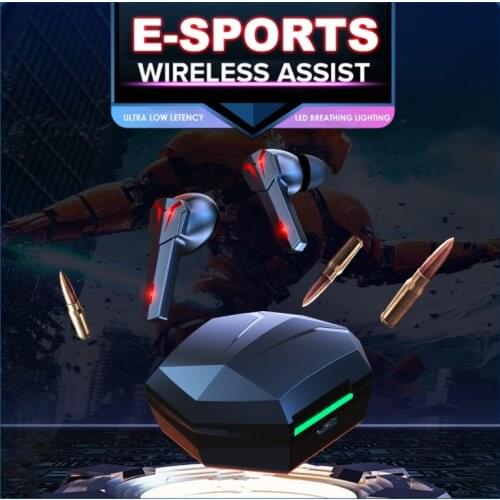 TWS Bluetooth5.0 Gaming Headset Wireless Headphones 60ms Low Latency Gamer Wireless Earbuds Mic Bass Audio Sound PUBG Eraphones