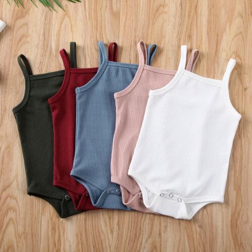 Summer Girls Sleeveless Cotton Romeprs Newborn Clothes Baby Jumpsuit Infant Boys Clothing