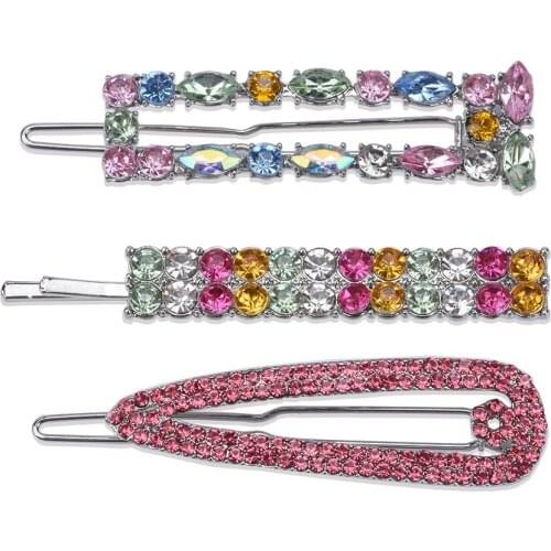 2020 Trendy ZA Crystal Flowers Hair Clip Women Colorful Rhinestone Sets Hairpin Hair Accessories Korean Women Headwear Gifts