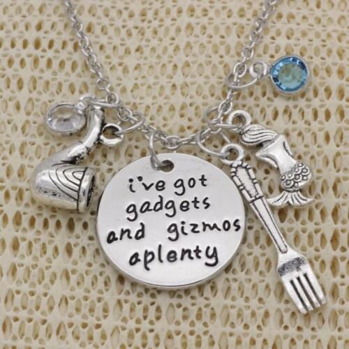 Fashion Necklace pipe fork mermaid i have got gadgets and gizmos aplenty crystal Alloy Necklace Chains Jewerly For Women N2022