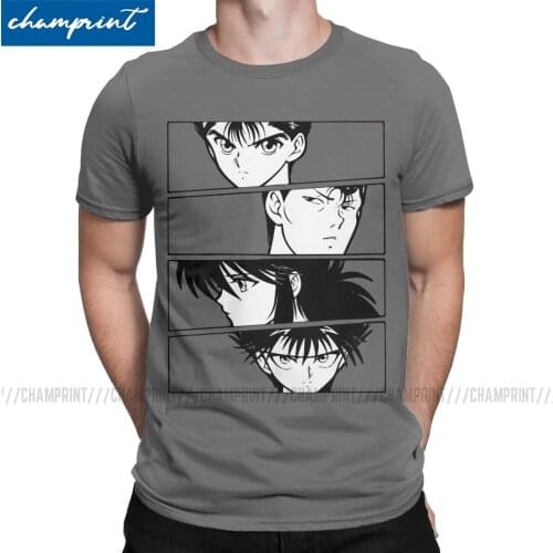 Yu Yu Hakusho Yusuke Kurama Anime Men T Shirts Novelty Tee Shirt Short Sleeve Round Neck T-Shirt Cotton Printed Tops