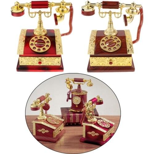 Creative Retro Telephone Model Music Box, Jewelry Storage Organizer with Drawer, Home Table Ornaments