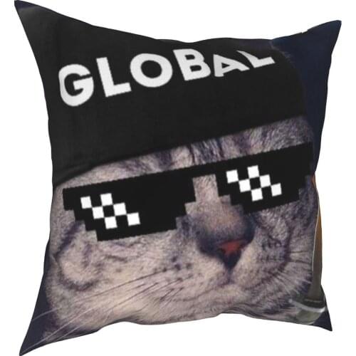 Cat expression soft flannel sofa decoration and household cotton pillow cover sofa seat decoration car pillow cover