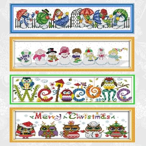 Snowman Patterns Counted Cross Stitch kit Sale Christmas owl Print Fabric Embroidery Thread Set DIY Handmade Home Decor Crafts