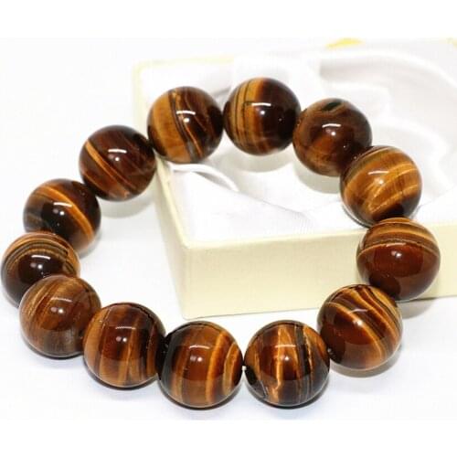New arrival special design new fashion natural yellow tiger eyes stone round beads 18mm women men bracelet jewelry 7.5inch B1682