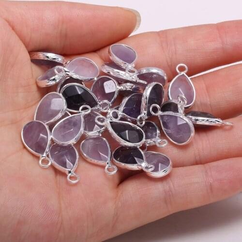 New natural stone pendant drop-shaped purple quartzs faceted pendant necklace for DIY jewelry best birthday gift size 10x14mm