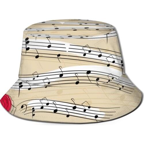 CINESSD 2021 Men Women Summer Music Heart Bucket Hat Bob Fisherman hat Outdoor Travel Sun Visor Fashion Panama