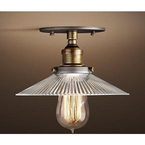 Loft Industrial Vintage Ameican Glass Iron led Ceiling Light Bathroom Balcony Entrance Aisle Home Decor Lighting Fixture D30CM