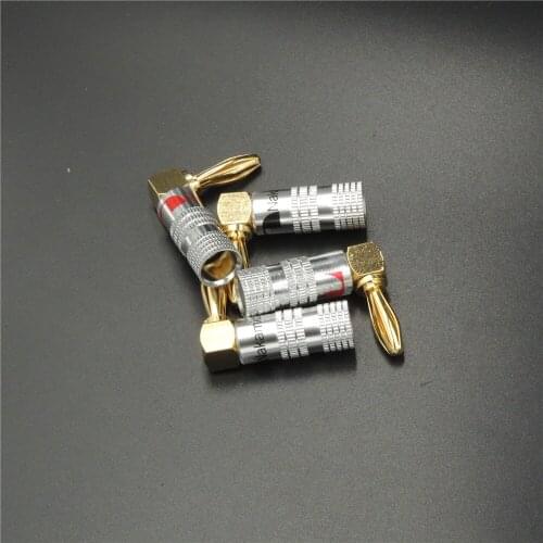 Gold Plated L Shape Speaker 4mm Banana Plug 90 Degree Adapter Right Angle Wire Connector