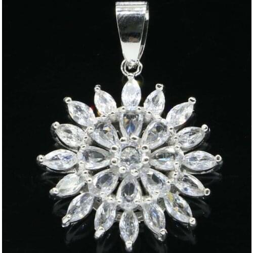34x23mm SheCrown Romantic Star Created White Bright Cubic Zircon Violet Tanzanite For Womans Silver Pendant