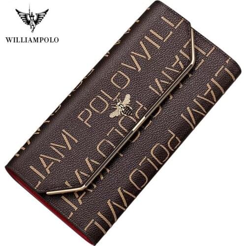WilliamPolo luxury brand long coin purse tassel design clutch money bag credit card