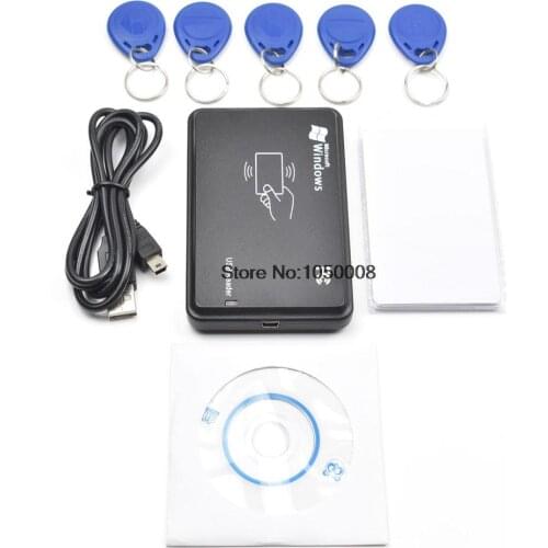 125KHz USB Proximity Access Control Smart RFID ID Card Reader and Writer Copier+5pcs T5577 Tag+5pcs T5577 Card+ Software CD