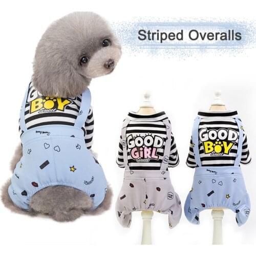 Dog gallus Spring Autumn Dog Clothes Stripe Pattern Warm Jumpsuits Coat For Small Dogs Puppy Dog Cat Clothing Jumpsuits