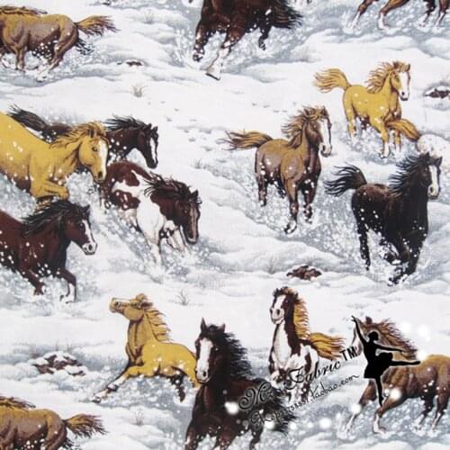 Width 110cm Horse Fabric 100% Cotton Fabric River Horse Printed Fabric Patchwork Sewing Material For Diy Women Dress Clothing