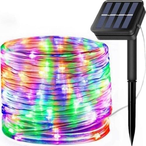 Outdoor Solar Rope Lights 5/10/20M LED Rope Tube String Lights Waterproof Fairy Holiday Christmas Party Solar Garden Lights