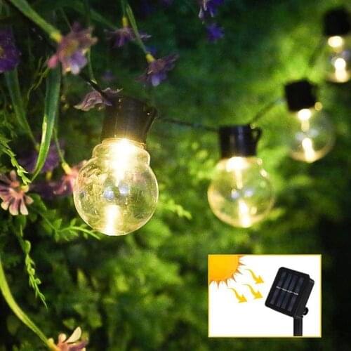 Solar Fairy Lights Outdoor 10 LED Outdoor Solar Bulbs Fairy Lights IP65 Waterproof Garden String Lights for Party Garden Yard