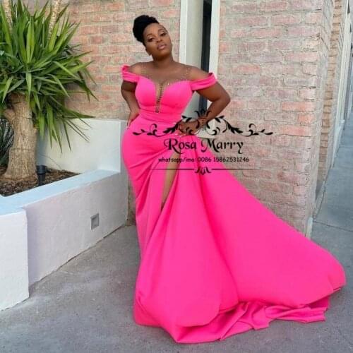Sexy Black Girls Mermaid Sequins Prom Dresses 2021 Vestidos De Fiesta Plus Size High Split Formal Celebrity Evening Party Gowns