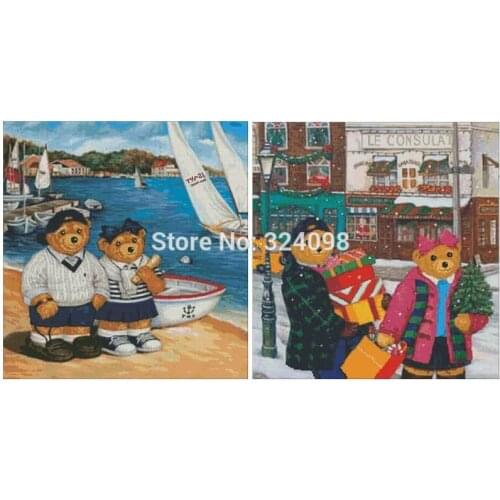 Teddy bear patterns Counted Cross Stitch 11CT 14CT DIY Chinese Cross Stitch Kits Embroidery Needlework Sets
