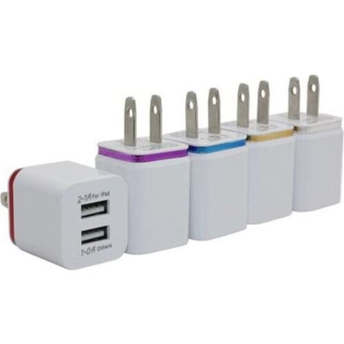 Winangelove 200pcs/lot 2.1A+1A Dual usb ports Ac home wall charger power adapter plug for iphone 4 5 6 7 for samsung