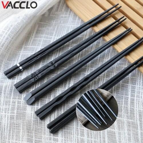 Vacclo 5pairs/lot Japanese Chopsticks Alloy Non-Slip Sushi Food Sticks Chop Sticks Chinese Gift Reusable Chopsticks Tableware