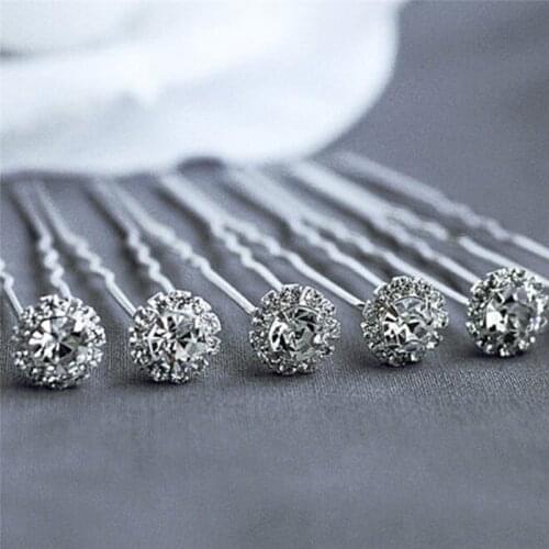 10Pcs Fashion Wedding Bridal Pearl Flower Clear Crystal Rhinestone Hair Pins Clips Bridesmaid Hairwear Jewelry Hair Accessories