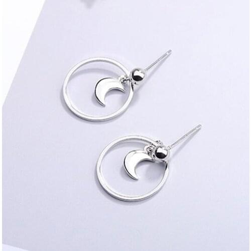 SMJEL Korean Style Crescent Moon Stud Earrings Women 2018 New Lovely Elegant Circle Moon Earring Birthday Gifts Brincos