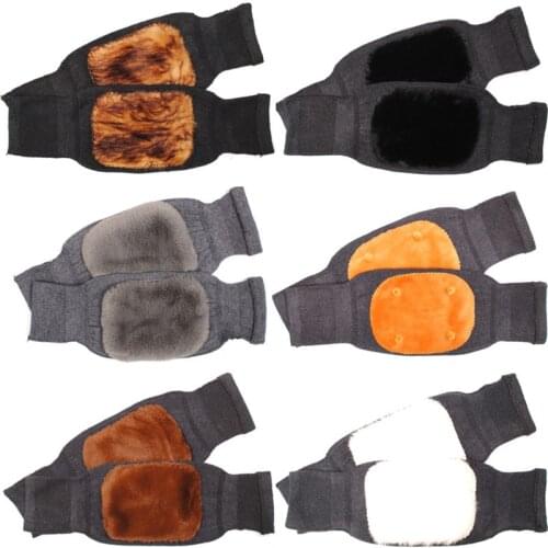 Winter Outdoor Sports Warm Knee Thickening Plus Fleece Wool Knee Pads Wool Leggings For Wind And Cold Protection Elastic Kneecap