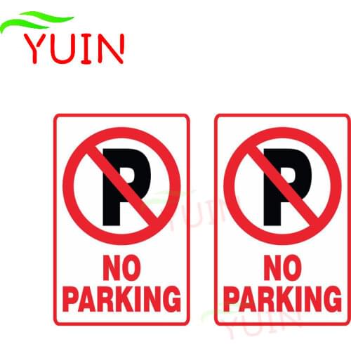 2 X 11*7cm Warning NO Parking Car Sticker Funny Decals Personalized PVC Decoration Cars Accessories Waterproof Sunscreen Decal
