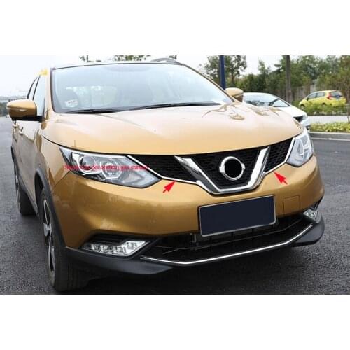 ABS Chrome Front Grille Cover Trim 2pcs/set FIT for Nissan Qashqai 2015 2016 2017 Car Accessories Styling