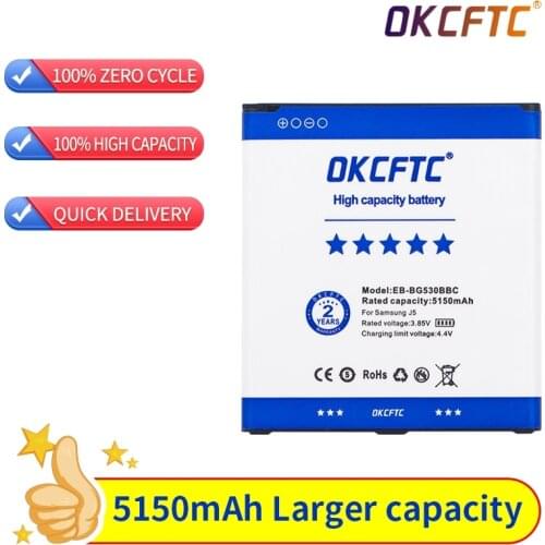 OKCFTC 5150mAh EB-BG530BBC Battery for Samsung Galaxy Grand Prime J3 2016 J5 2015 G530 G5308W G530H G530F G530FZ G531 G5306