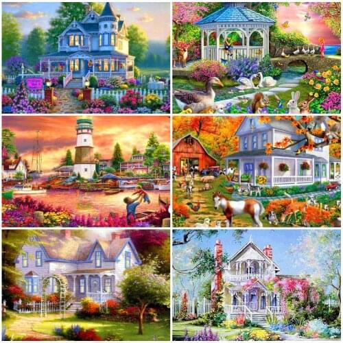 Fezrgea 5d Diamond Painting Full Drill Round Scenery Diamond Mosaic Sale Scenic Picture Of Rhinestones Diamond Embroidery Nature