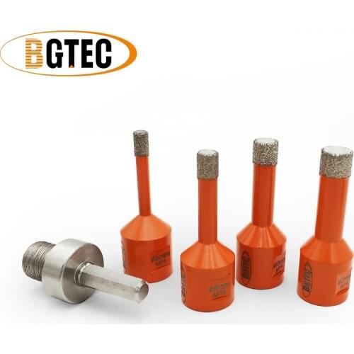 BGTEC 5pcs M14 6/8/10/12mm Vacuum Brazed diamond drilling Drill bits with HEX adapter dry hole saw for