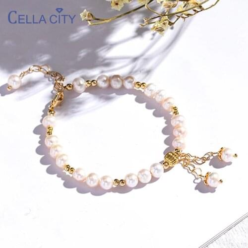 Cellacity Trendy Freshwater Pearl Bracelets for Women Silver 925 Jewelry Natural Gemstone Fashion Elegant Female Gift Wholesale