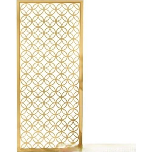 Stainless steel decorative screen hollow carved lattice hotel sales department black titanium partition metal decoration