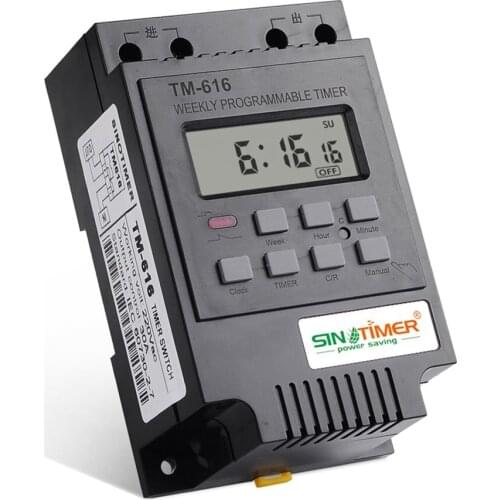 SINOTIMER TM616B-2 30A 220V Electronic Weekly Programmable Digital TIME SWITCH Relay Timer Control Timer Din Rail Mount