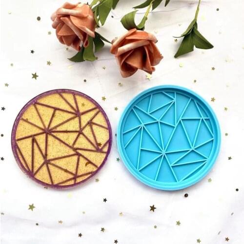 Stained Glass Coaster Resin Molds Rainbow Pieces Circle Coaster Silicone Moulds DIY Epoxy Resin Home Decoration